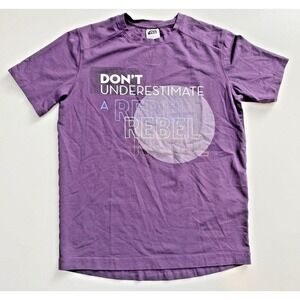 Star Wars T-Shirt - Purple with "Don’t Underestimate A Rebel" on the front - XS